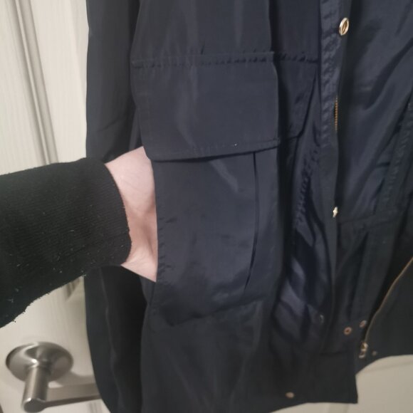 Zara Navy Blue Waterproof Bomber Jacket with Hood - Picture 8 of 10